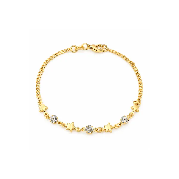 Pulseira Dourada Estrelas e Ponto de Luz em Zircônia