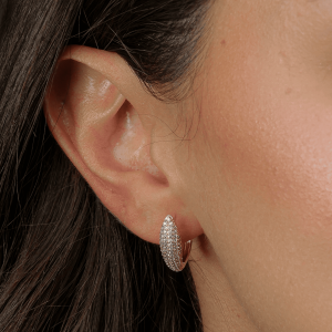 Brinco Dourado de Argolinha Cravejado de Zircônias