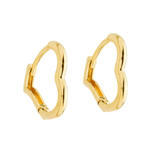 Brinco Dourado Argolinha Formato de Coração