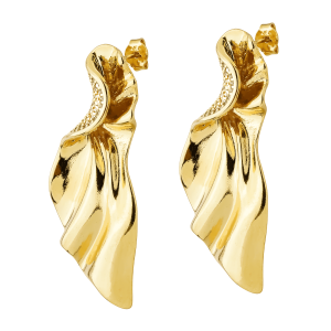 Brinco Dourado Formato de Asas com Zircônias