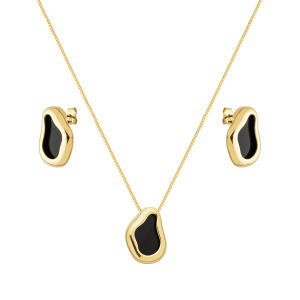 Conjunto Dourado Formato Orgânico Preto
